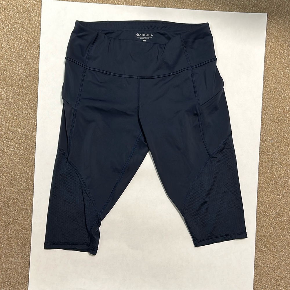 Athleta cropped leggings 14.5 inseam with pockets navy MP
